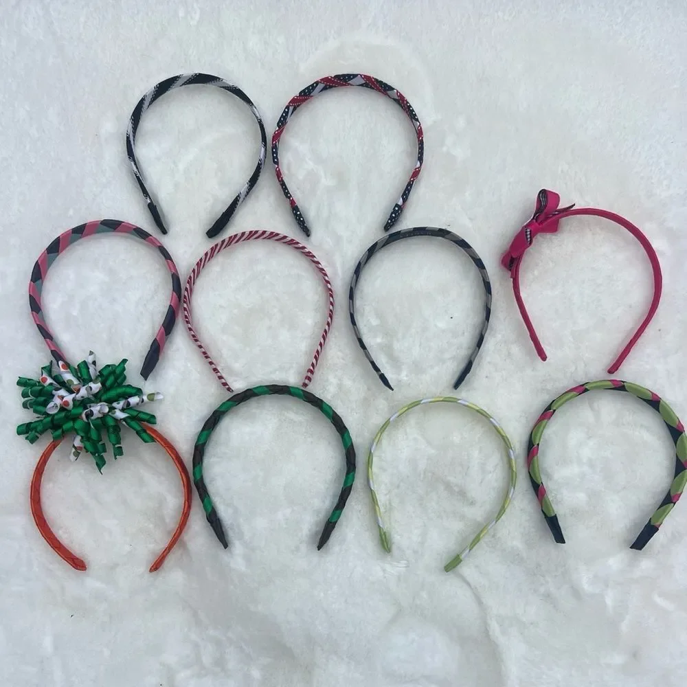 Bundle of 10 Colorful Girl’s Ribbon Headband Set